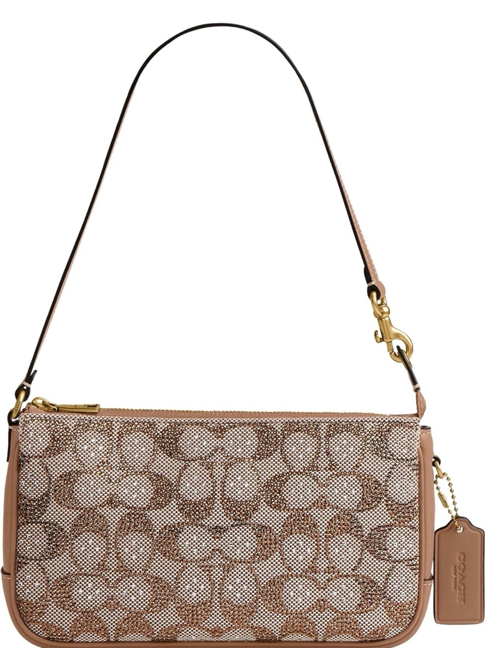 Coach Crystal Plaza Crystal Signature Canvas Shoulder Bag in Mushroom brown